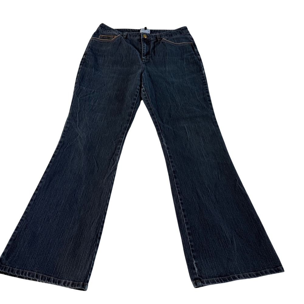 Jones New York Flare Jeans Womens 10 Blue Excellent Dark Wash Stretch 32‎ Inseam
